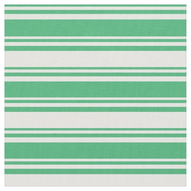 Sea Green & Mint Cream Lines/Stripes Pattern Fabric (Close Up)