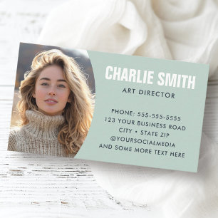 Sea green modern minimal photo business card