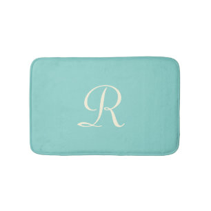 Sea Green Monogrammed Minimalist Plush Bath Mat