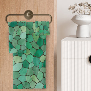 Sea Green Mosaic Bath Towel Set