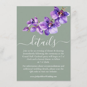 Sea green orchid wedding Details Enclosure Card