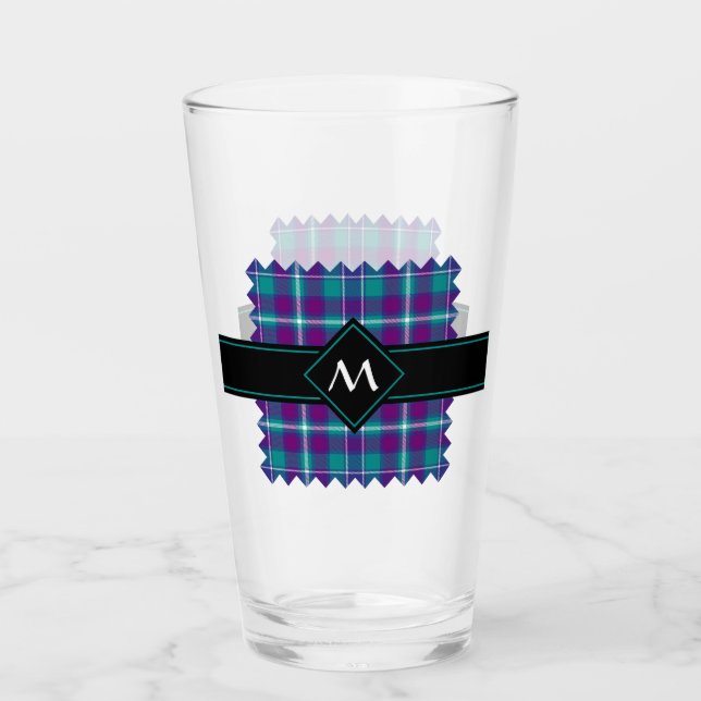 Sea Green, Purple and Blue Tartan Glass (Front)