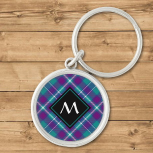 Sea Green, Purple and Blue Tartan Key Ring