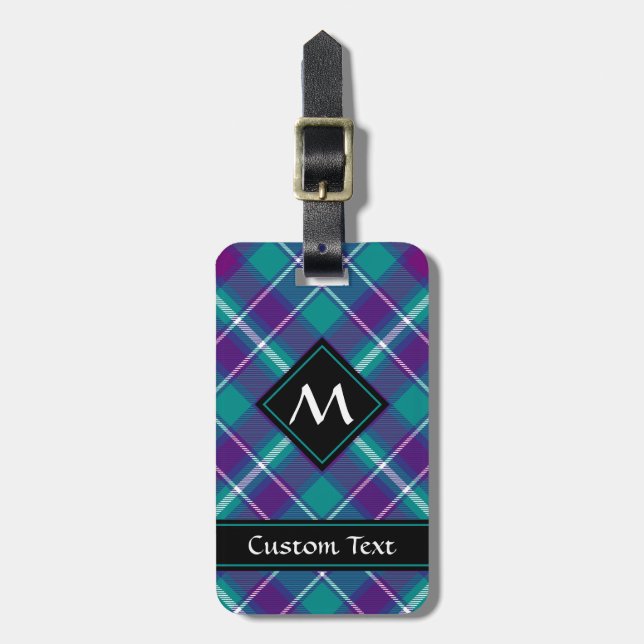 Sea Green, Purple and Blue Tartan Luggage Tag (Front Vertical)