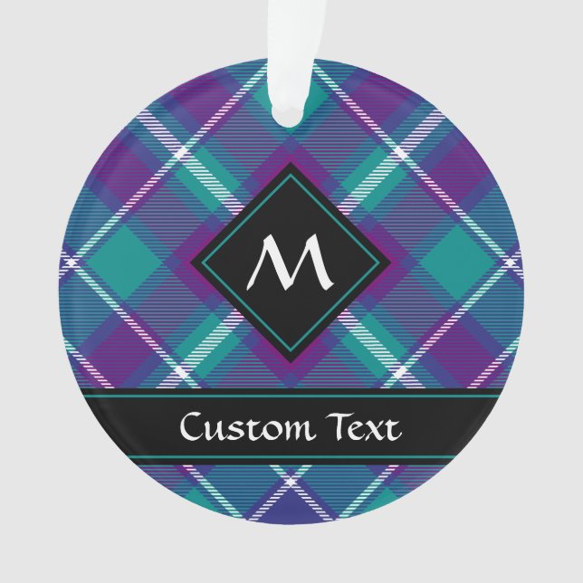 Sea Green, Purple and Blue Tartan Ornament (Front)