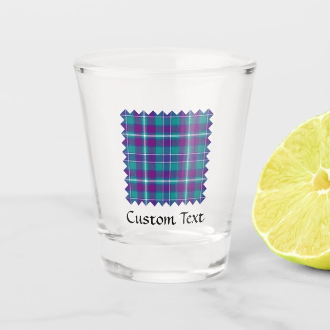 Sea Green, Purple and Blue Tartan Shot Glass (Front)
