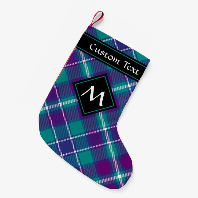 Sea Green, Purple and Blue Tartan Small Christmas Stocking (Front (Hanging))