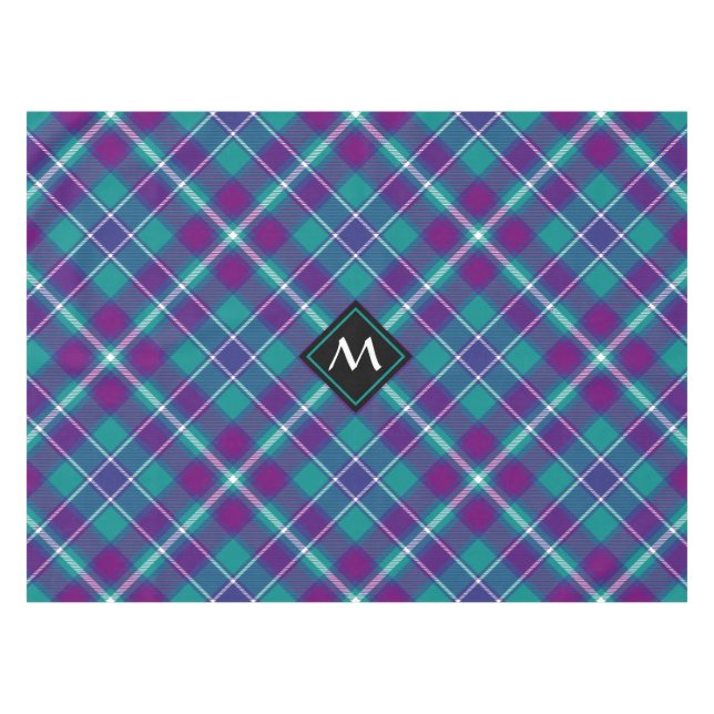 Sea Green, Purple and Blue Tartan Tablecloth (Front (Horizontal))