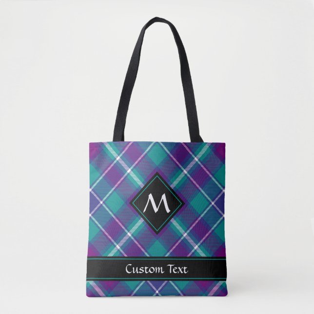 Sea Green, Purple and Blue Tartan Tote Bag (Front)