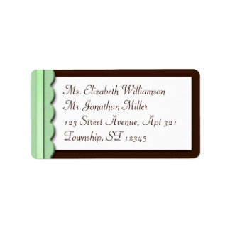 Sea Green Ribbon Brown Border Address Labels