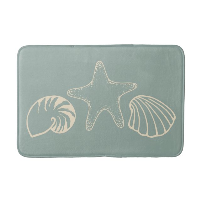 Sea Green Shells Bath Mat (Front)