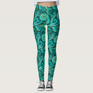 Sea Green Swirl pattern leggings