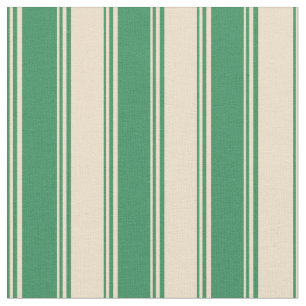 Sea Green & Tan Stripes Pattern Fabric