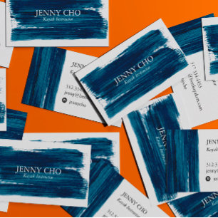 Sea Green Teal Blue Paint Stripe Brushstroke Bold Business Card