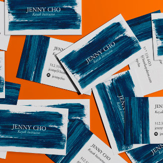 Sea Green Teal Blue Paint Stripe Brushstroke Bold Business Card