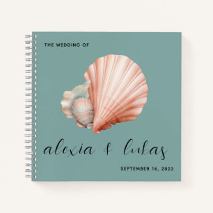 Sea Green with Shell Wedding Guest Book