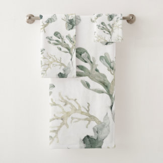 Sea Greens Pattern Bath Towel Set