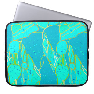 "Sea Grotto" abstract - turquoise, blue, gold Laptop Sleeve