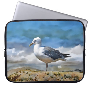 Sea Gull Bird on the Beach Art Laptop Sleeve