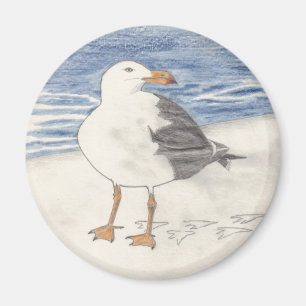 SEA GULL magnet (round)