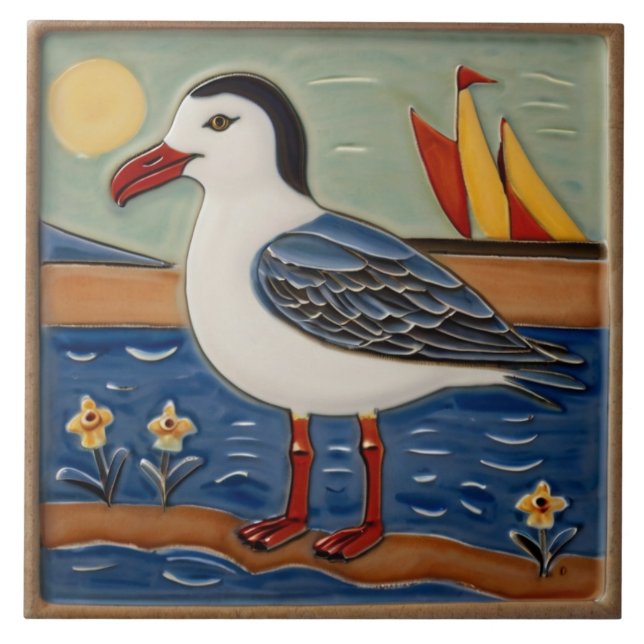 Sea gull Ocean Marine Bird Seagull Tile (Front)