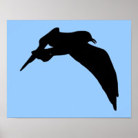 Sea Gull Silhouette in black gliding through sky