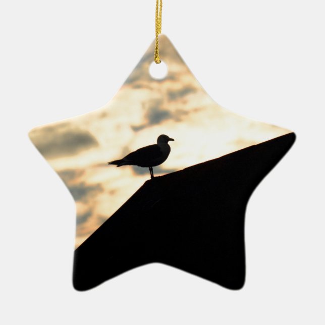 Sea Gull Sunset Ceramic Tree Decoration (Front)