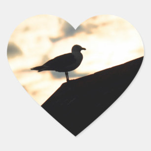 Sea Gull Sunset Heart Sticker