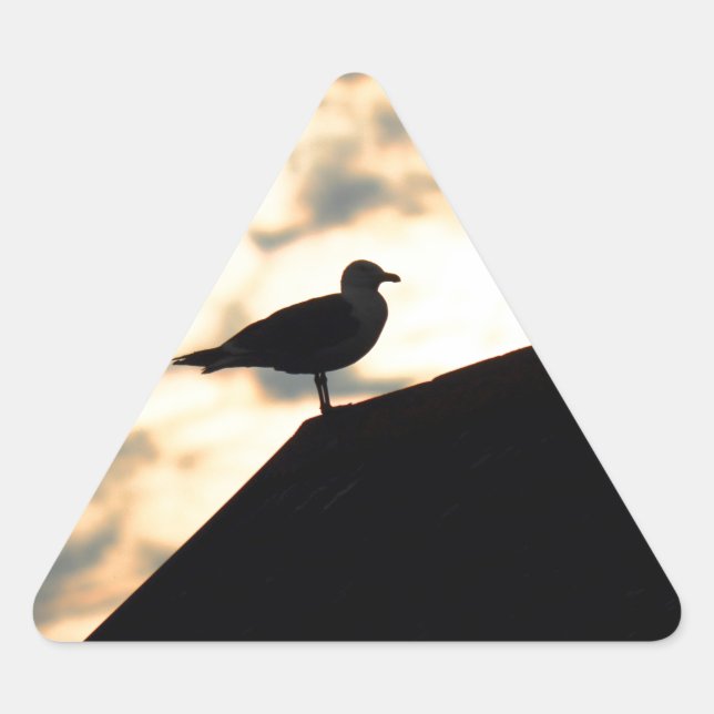 Sea Gull Sunset Triangle Sticker (Front)