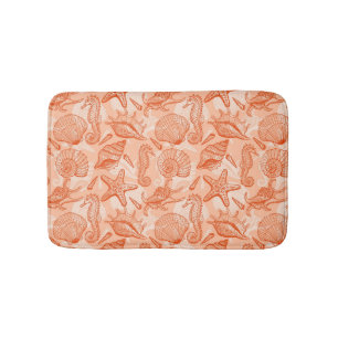 Sea hand drawn pattern bath mat