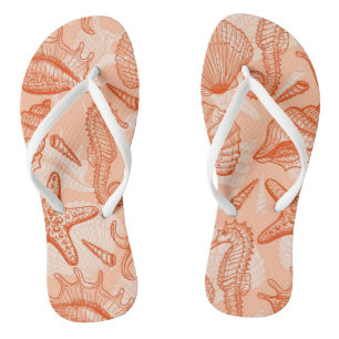 Sea hand drawn pattern jandals