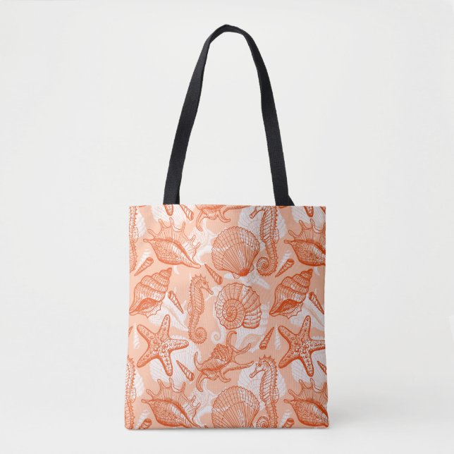 Sea hand drawn pattern tote bag (Front)