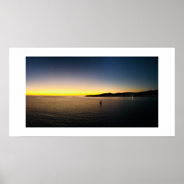 Sea Harbour Sailboat Water Sunset Panoramic Poster (Front)