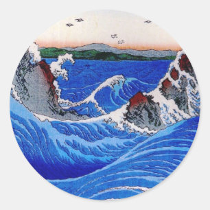 Sea, Hiroshige 歌川広重 Classic Round Sticker