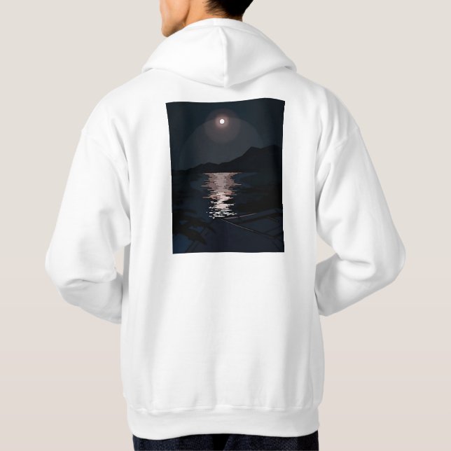 Sea hood shining under the full moon. hoodie (Back)