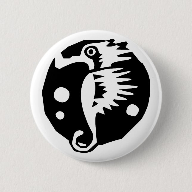 Sea horse 6 cm round badge (Front)