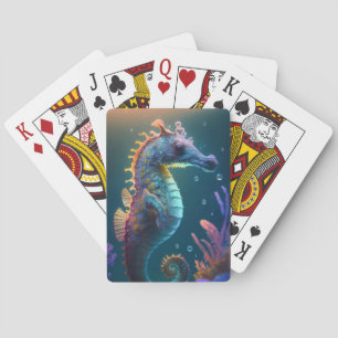 Sea Horse Animal Portrait Painting Wildlife Ocean Playing Cards