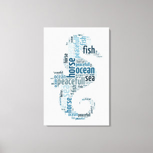 Sea horse as word cloud design canvas print