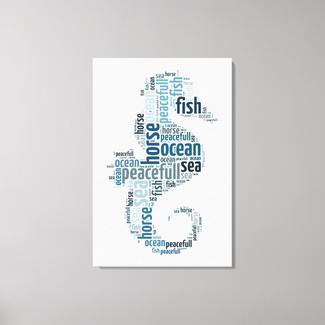 Sea horse as word cloud design canvas print (Front)