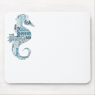 Sea horse as word cloud design mouse pad