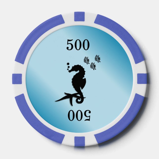 Sea Horse Blue Poker Chips (Front)