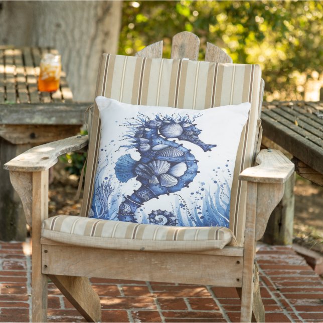 Sea Horse Boat Blue Modern  Cushion (Chair)