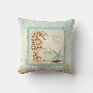 Sea Horse  Coastal Beach - Home Decor Pillow