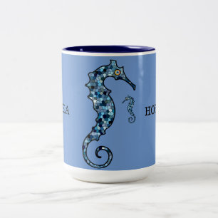 Sea Horse Design Marine Life Two-Tone Coffee Mug