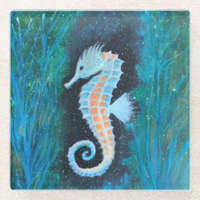 Sea Horse Glass Coaster (Front)