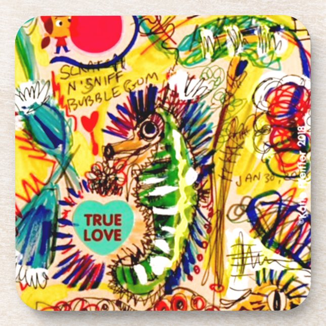 sea horse Graffiti Coaster (Front)