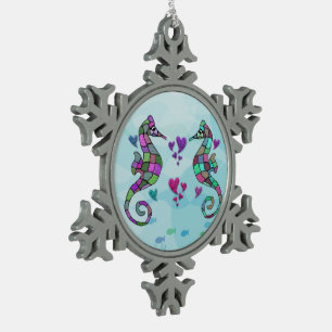 Sea Horse Love Snowflake Ornament