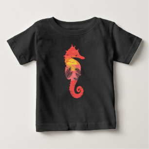 Sea Horse Silhouette Tropical Ocean Sunset Baby T-Shirt