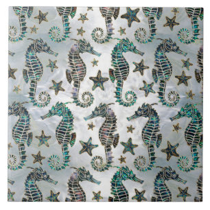 Sea horse Starfish Abalone Pattern Tile
