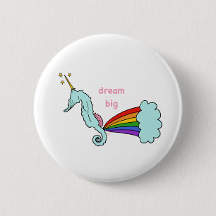 sea horse unicorn dreamer button